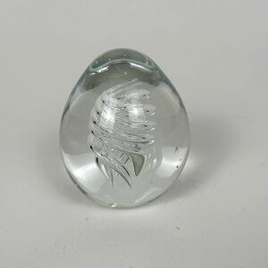 Clear Glass Egg-Shape Spiral Swirl Corkscrew Paper Weight